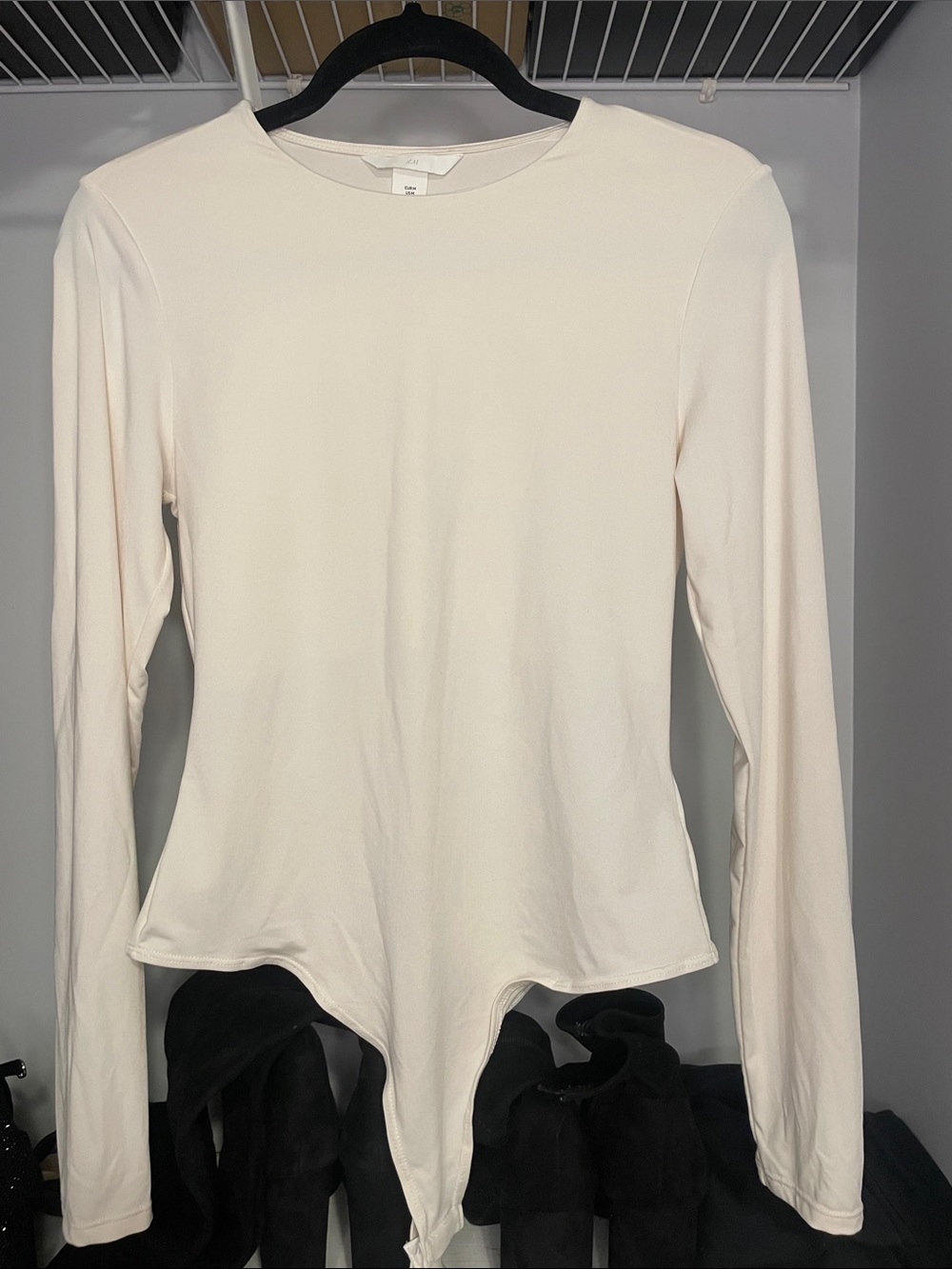 Women's Long Sleeve Cream bodysuit